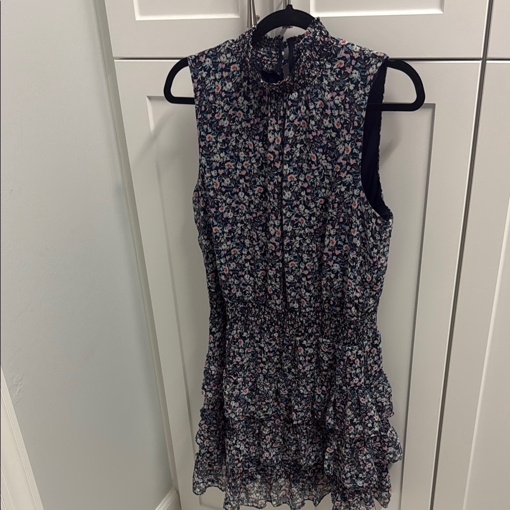 Navy Ruffled Floral Mini dress